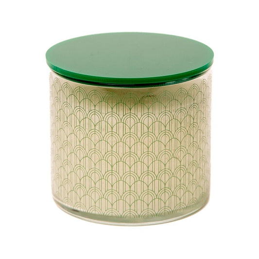 Candle Connection Fresh Linen Scented Candle Waves Glass Green