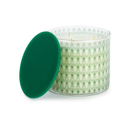 Candle Connection Vanilla Scented Candle Art Deco Glass Green
