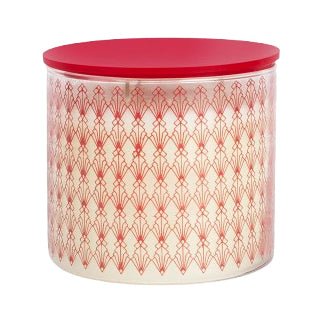 Candle Connection White Tea Scented Candle Art Deco Glass Red