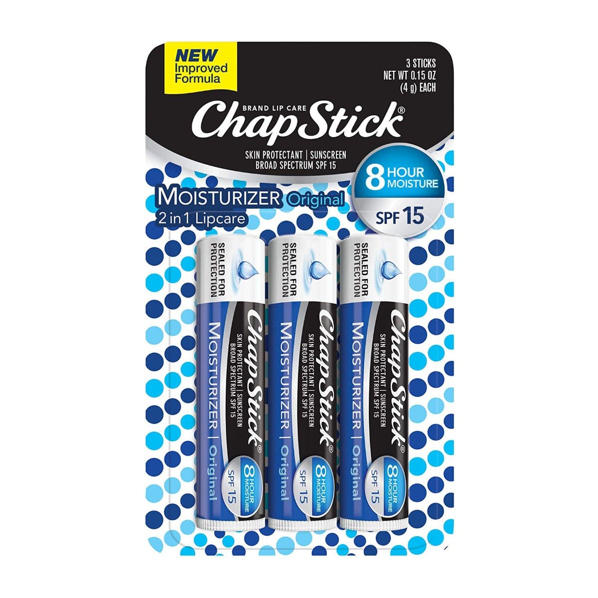 ChapStick Moisturizer Original 8H SPF 15 Lip Balm - 3 Sticks
