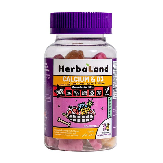 Herbaland Calcium and D3 Gummies For Kids - 60 Gummies