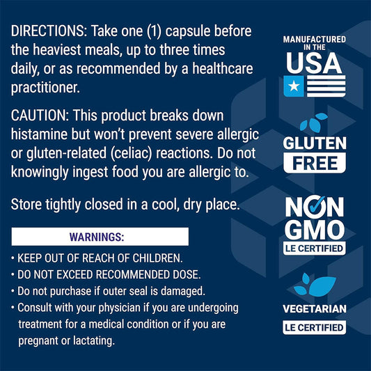 Life Extension Food Sensitivity Relief with Diamine Oxidase (DAO) (60 Capsules)