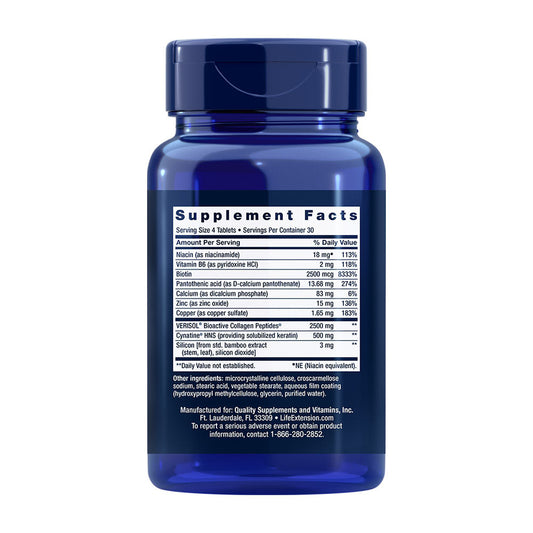 Life Extension Hair, Skin & Nails Collagen Plus Formula (120 Tablets)