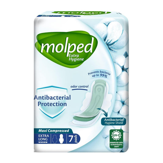 Molped Antibacterial Protection Maxi Compressed Extra Long Pads - 7 Pads