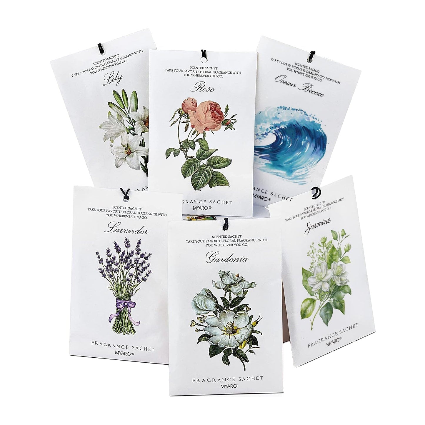 Myaro Scented Sachets - 12 Packs - 6 Different Scents