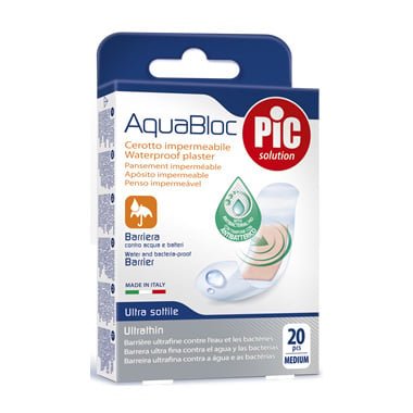 Pic Aquabloc Antibacterial 19x72 Mm Water Proof Plaster Medium - 20 Pcs