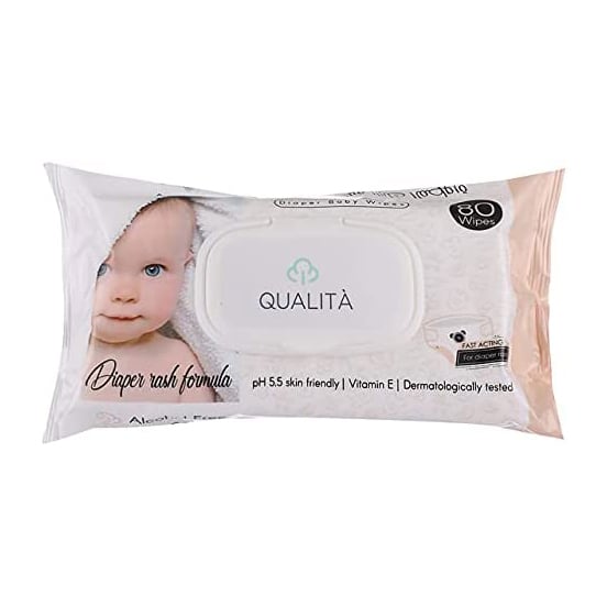 Qualita Diaper Rash Formula Baby Wipes - 80 Wipes