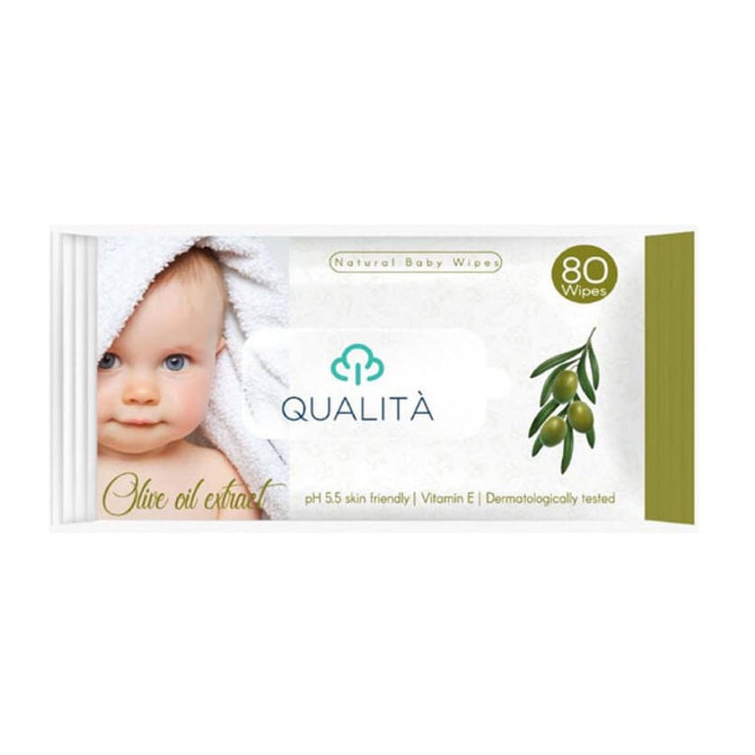 Qualita Nature Baby olive oil Extract Wipes - 80 Wipes