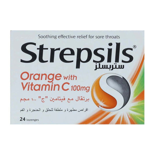 Strepsils Orange With Vitamin C 100mg - 24 Lozenges