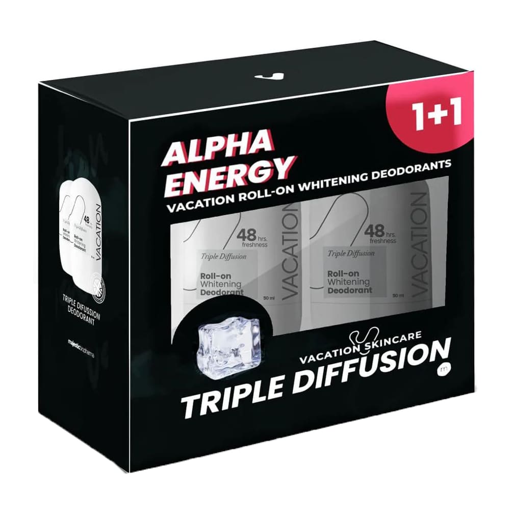 Vacation Triple Diffusion Whitening Deodorant Roll On (1+1) - 50ml