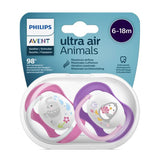 Avent Ultra Air Animals Pacifier 6-18m - pink & Purple