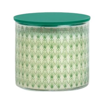 Candle Connection Vanilla Scented Candle Art Deco Glass Green