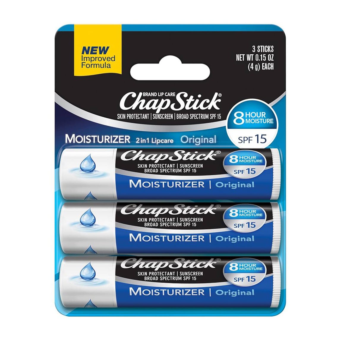 ChapStick Moisturizer Original SPF 15 Sunscreen Lip Balm - 3 Sticks