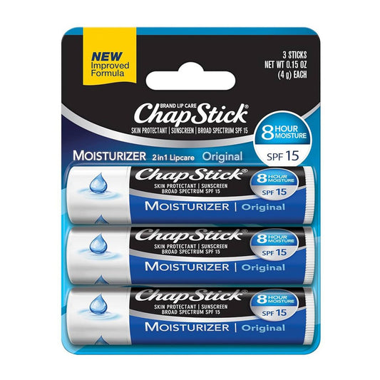 ChapStick Moisturizer Original SPF 15 Sunscreen Lip Balm - 3 Sticks