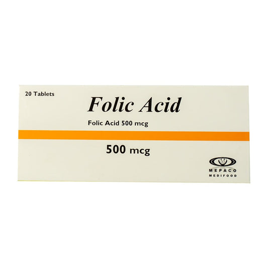 Folic acid 500 mcg - 20 Tablets