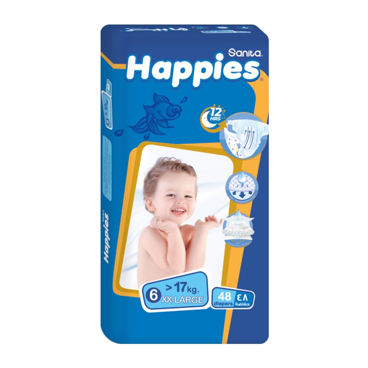 Happies Xx Large > 17kg Size 6 Baby Diapers - 48 Diapers