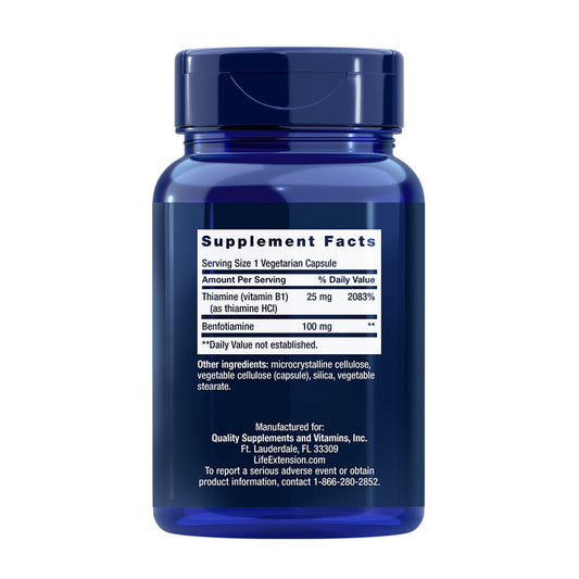 Life Extension Benfotiamine with Thiamine (120 Veg Capsules)