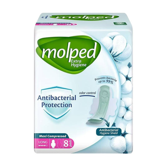 Molped Antibacterial Maxi Compressed Long Pads - 8 Pads