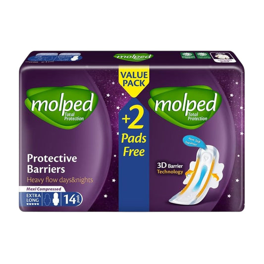 Molped Protective Barriers Maxi Thick Extra Long Pads - 14 pads