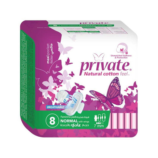 Private Normal Maxi Pocket Feminine Pads - 8 Pcs