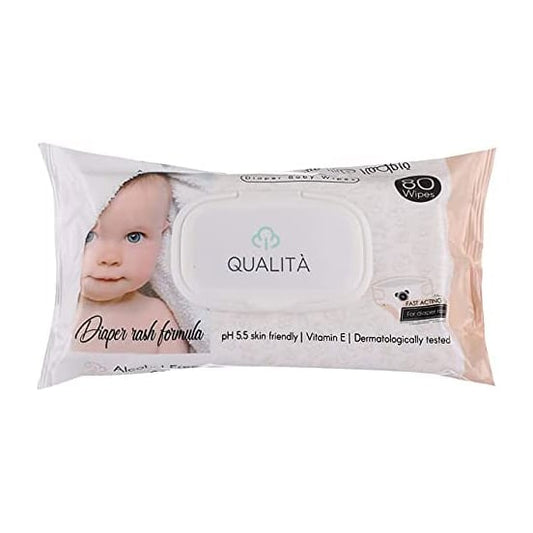 Qualita Diaper Rash Formula Baby Wipes - 80 Wipes