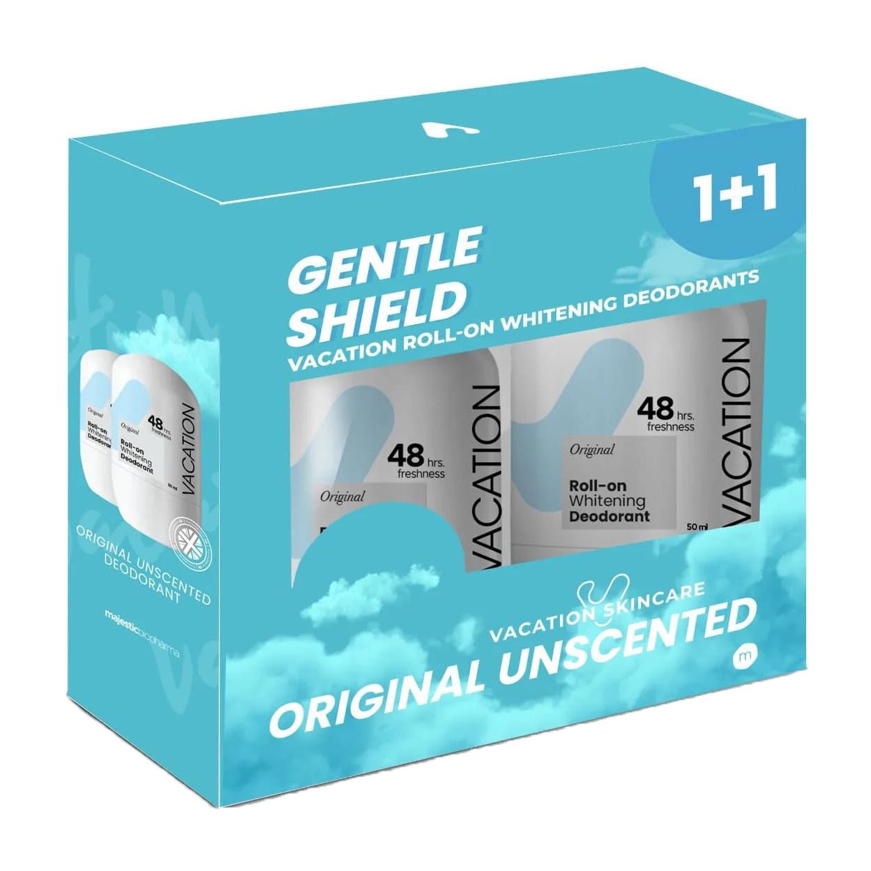 Vacation Original Unscented Whitening Deodorant Roll On (1+1) - 50ml